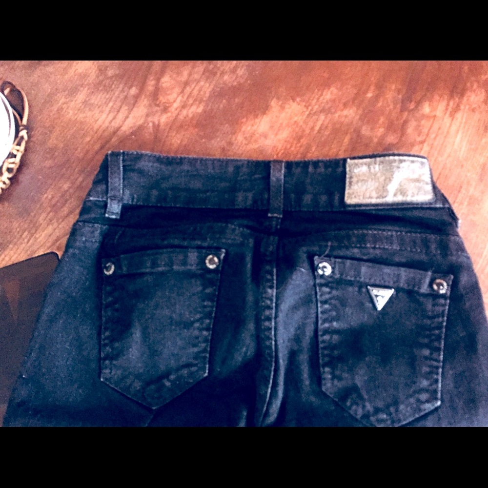 Guess black denim crop jeans